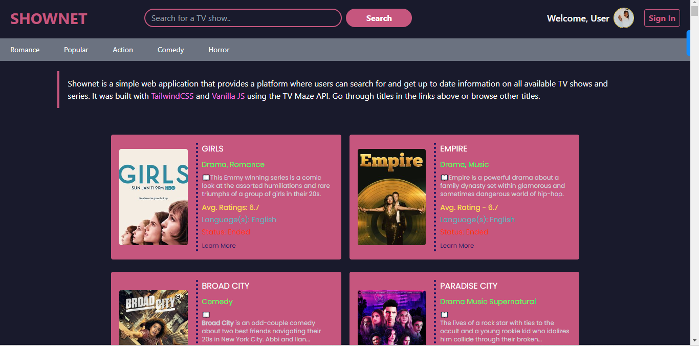 TV Show search project image