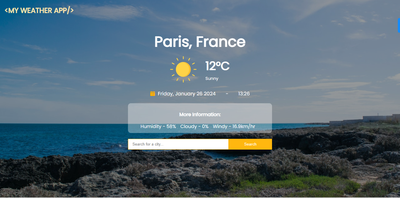 Weather app project image